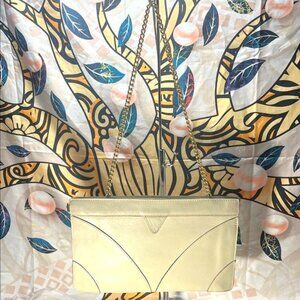 MCI Cream Genuine Leather Spring Hinge Shoulder Clutch